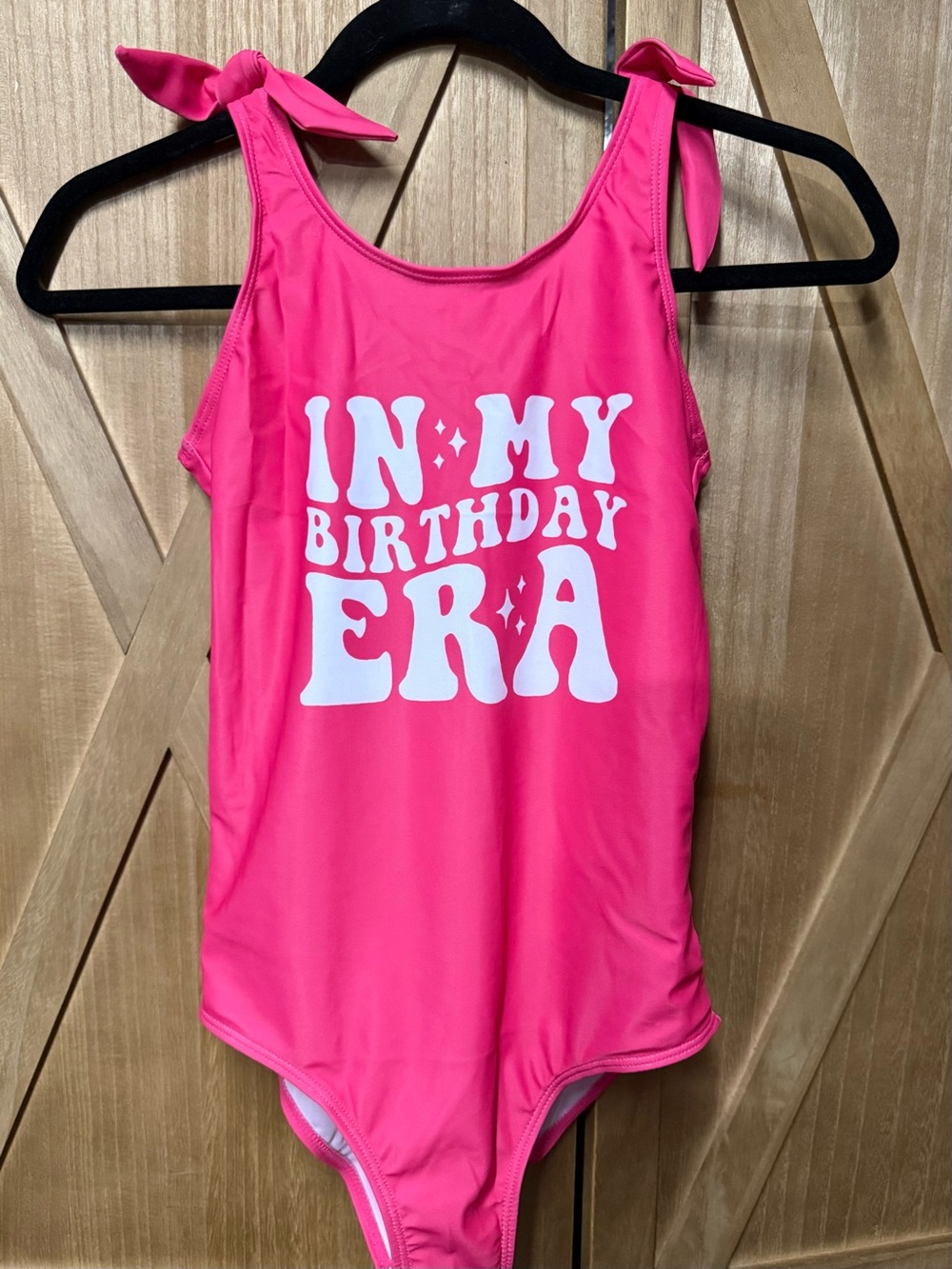 Girls Hot Pink 'In My Birthday Era' One-Piece Swimsuit NWT Size 10/12